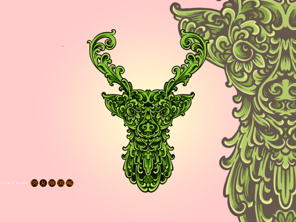 Deer head luxury ornament svg t shirt vector illustration