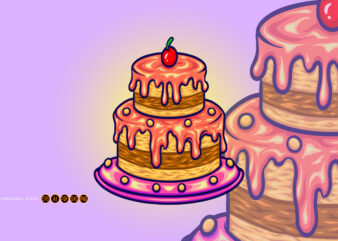 Delicious birthday cherry cake svg t shirt vector illustration