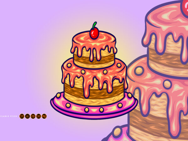 Delicious birthday cherry cake svg t shirt vector illustration