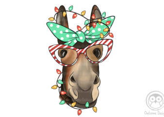 Donkey Christmas Sublimation t shirt vector illustration