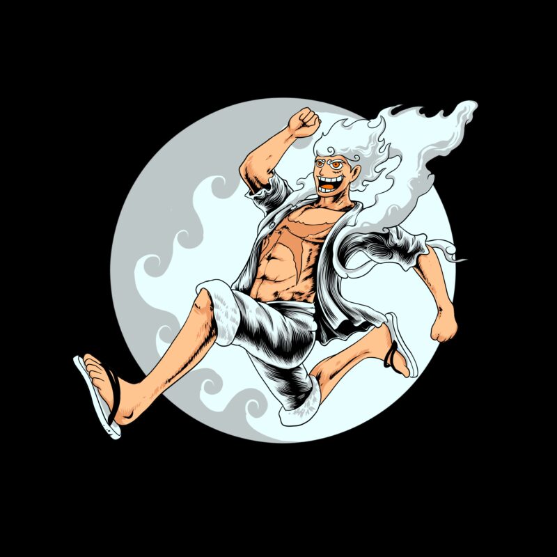 Luffy gear 5 anime t-shirt design template Vector Image