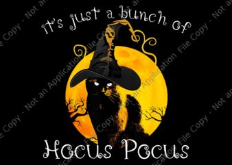 It’s Just a Bunch Of Hocus Pocus Png, Black Cat Moon Funny Halloween Png, Bunch of Hocus Pocus Png, Black Cat Halloween Png, Cat Halloween Png t shirt design for sale