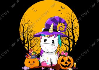 Unicorn Witch Hat Candy Pumpkin Png, Unicorn Witch Halloween Png, Unicorn Halloween Png, Witch Halloween Png t shirt vector graphic