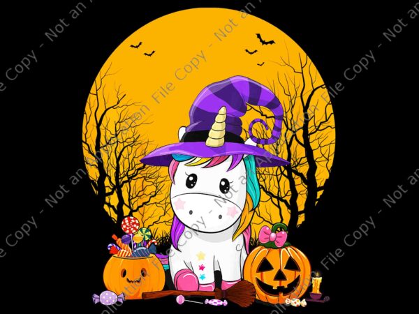 Unicorn witch hat candy pumpkin png, unicorn witch halloween png, unicorn halloween png, witch halloween png t shirt vector graphic