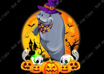 Manatee Lover Scary Pumpkin Skull Witch Png, Manatee Halloween Png, Manatee Witch Png, Manatee Pumpkin Png t shirt designs for sale