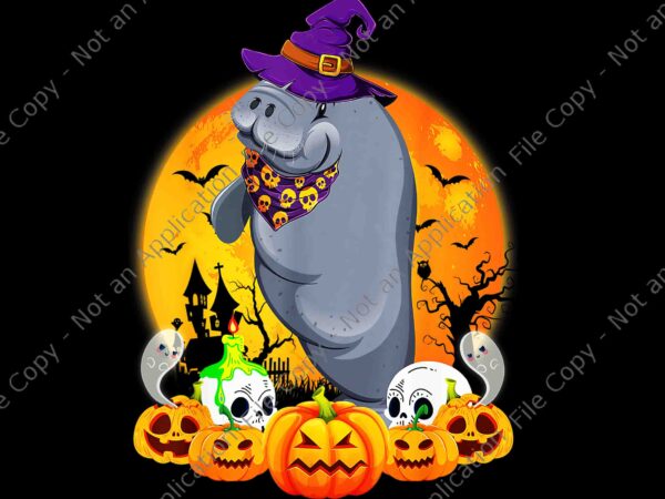 Manatee lover scary pumpkin skull witch png, manatee halloween png, manatee witch png, manatee pumpkin png t shirt designs for sale