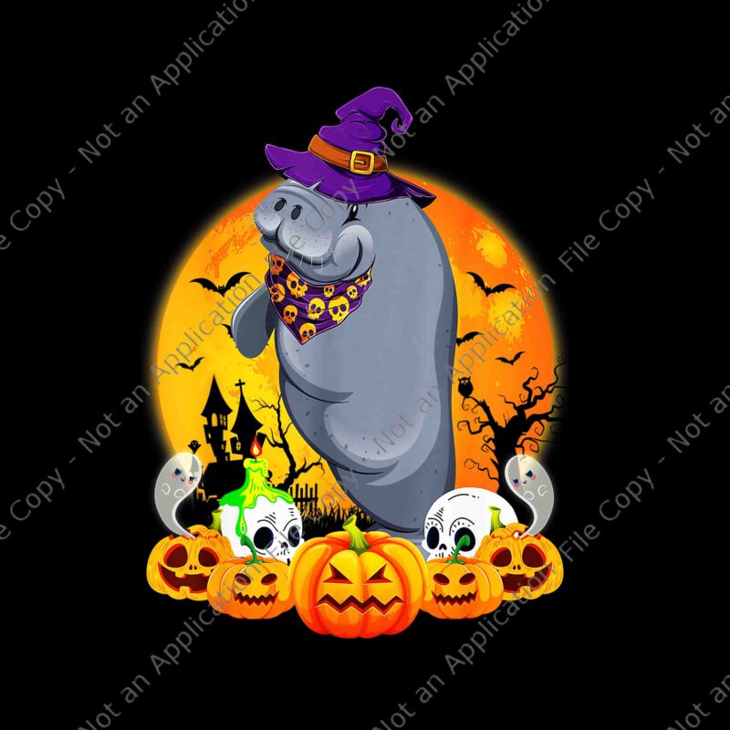 Manatee Lover Scary Pumpkin Skull Witch Png, Manatee Halloween Png, Manatee Witch Png, Manatee Pumpkin Png