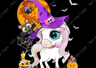 Unicorn Witch Hat Pumpkin Halloween Little Girls Png, Unicorn Halloween Png, Unicorn Witch Png,