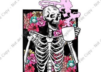 Halloween Coffee Drinking Skeleton Skull Png, Halloween Coffee Png, Skeleton Halloween Png, Halloween Png, Skull Skeleton Png graphic t shirt