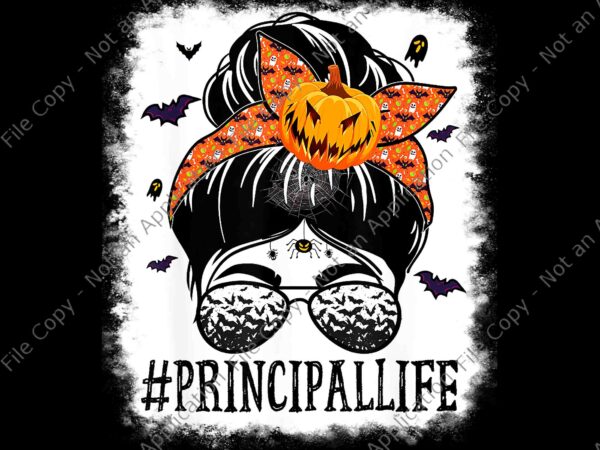 Principal messy bun spooky pumpkin orange halloween png, principal messy bun png, halloween png, pumpkin halloween png t shirt illustration