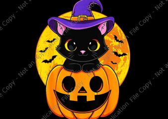 Black Cat Witch Hat Pumpkin Png, Black Cat Cute Halloween Png, Cat Witch Png, Cat Halloween Png, Witch Halloween Png, Halloween Png
