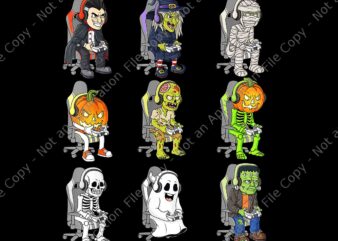 Gamer Halloween Skeleton Vampire Gaming Png, Gamer Halloween Skeleton Png, Skeleton Halloween Png, Halloween Png t shirt design template