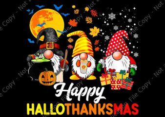 Gnomes Halloween Thanksgiving Christmas Png, Happy Hallothanksmas Png, Gnome Halloween Png, Gnome Thanksgiving Png