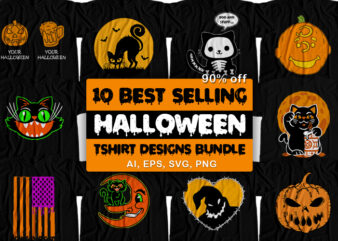 10 Best Selling Halloween T-Shirt Design Bundle For Commercial Use