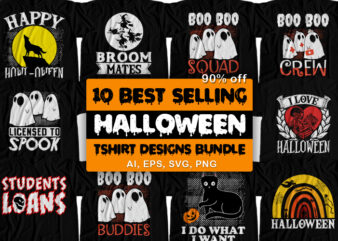 10 Best Selling Halloween T-Shirt Design Bundle For Commercial Use