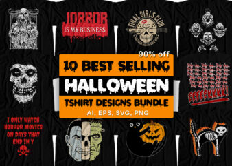 10 Best Selling Halloween T-Shirt Design Bundle For Commercial Use