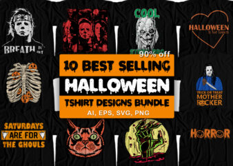 10 Best Selling Halloween T-Shirt Design Bundle For Commercial Use