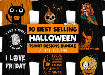 10 Best Selling Halloween T-Shirt Design Bundle For Commercial Use