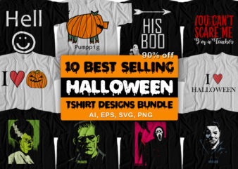 10 Best Selling Halloween T-Shirt Design Bundle For Commercial Use