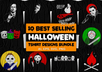 10 Best Selling Halloween T-Shirt Design Bundle For Commercial Use