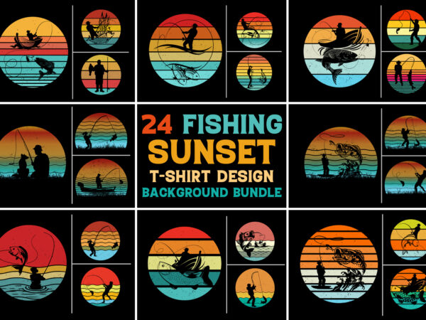 Fishing Sunset T-shirt Design Vector Download