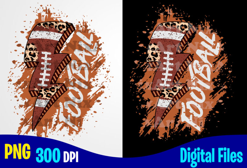 Football Lightning bolt png with leopard, Football sublimation design