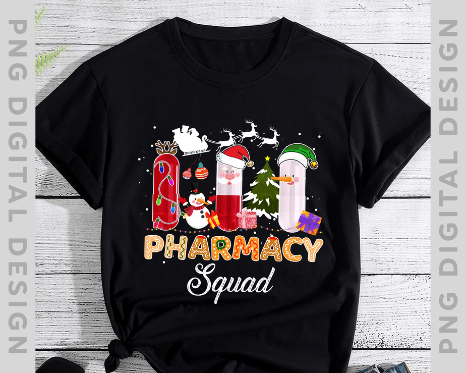 Funny Pills Pharmacy Pharmacist Squad Christmas Costume T-Shirt, Funny ...