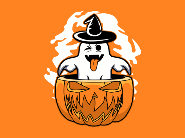 Ghost in the pumpkin t shirt design template