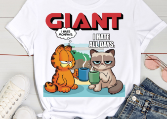 Giant Grumpy Cat and Garfield I Hate all days Red