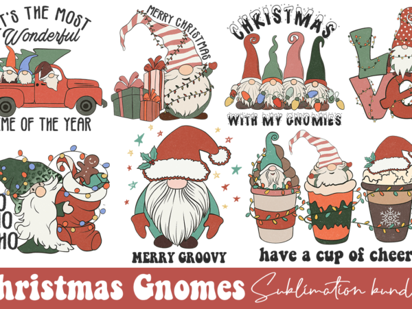 Christmas gnomes sublimation bundle t shirt vector file