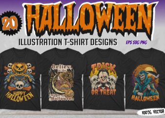 Spooky Halloween T-shirt Designs Vector, Halloween Horror, Scary Halloween T shirt designs for commercial use, Dark art halloween artwok