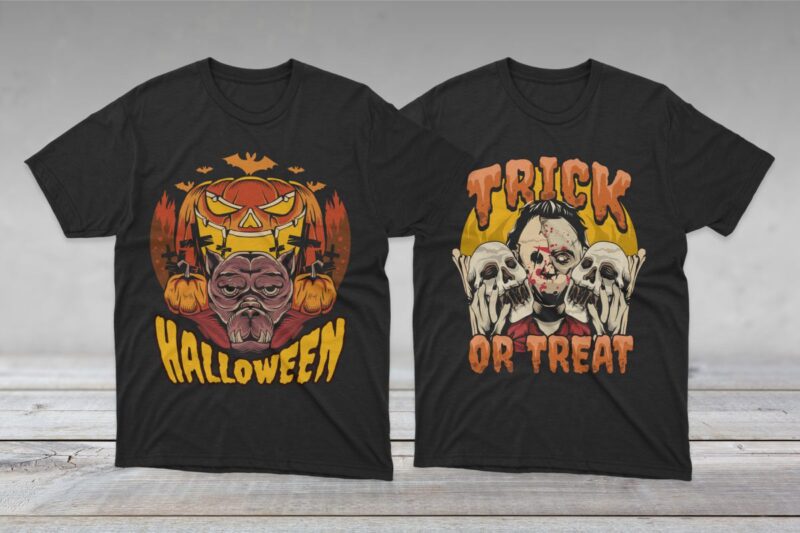 Spooky Halloween T-shirt Designs Vector, Halloween Horror, Scary Halloween T shirt designs for commercial use, Dark art halloween artwok