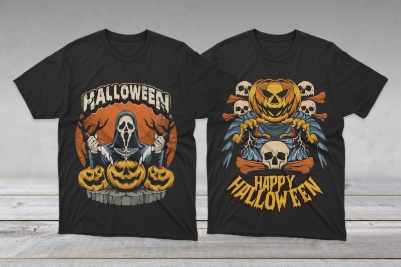 Spooky Halloween T-shirt Designs Vector, Halloween Horror, Scary Halloween T shirt designs for commercial use, Dark art halloween artwok
