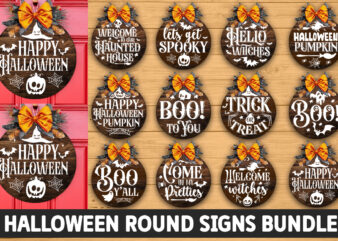 Halloween black And White Round Signs Bundle