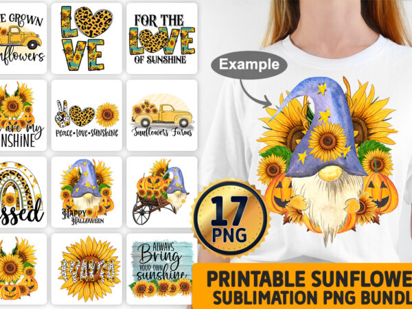 Halloween sunflower sublimation bundle graphic t shirt