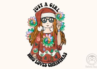 Hippie Girl Christmas Sublimation graphic t shirt