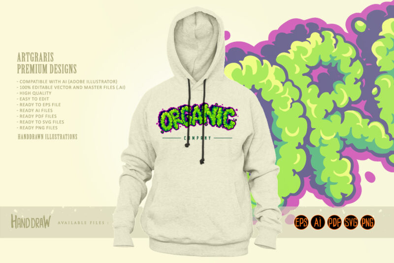 Organic cannabis smoke effect lettering words svg