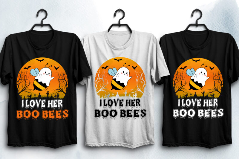 I Love Her Boo Bees Halloween T-Shirt Design