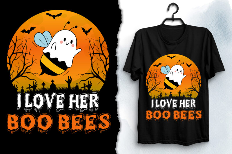 I Love Her Boo Bees Halloween T-Shirt Design