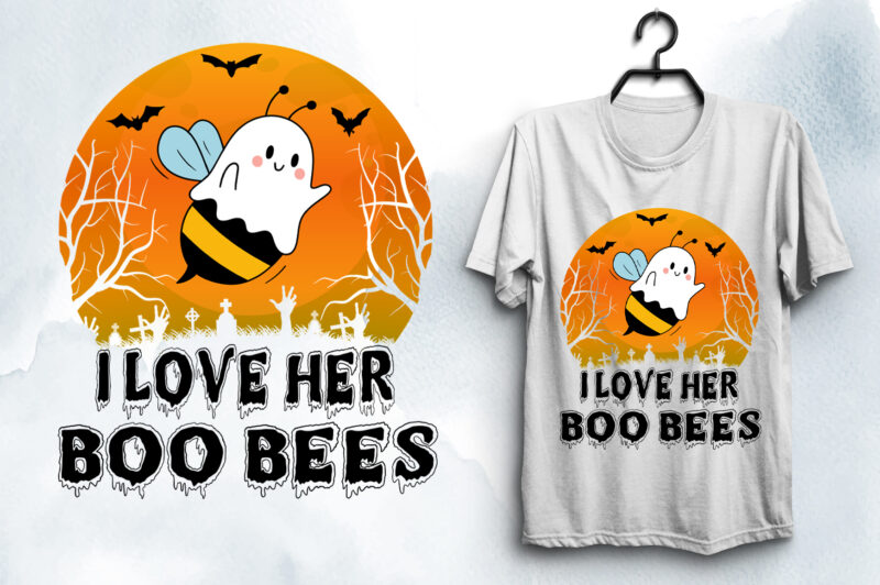 I Love Her Boo Bees Halloween T-Shirt Design