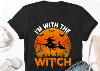 I’m With The Witch Halloween T-Shirt Design