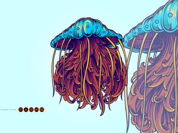 Jellyfish classic ornament svg vector clipart