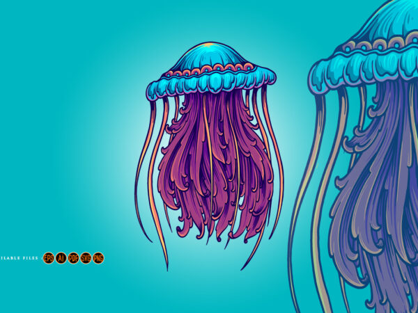 Jellyfish luxury classic ornament svg vector clipart