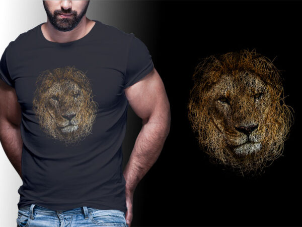 Lion head sribble pencil tshirt design