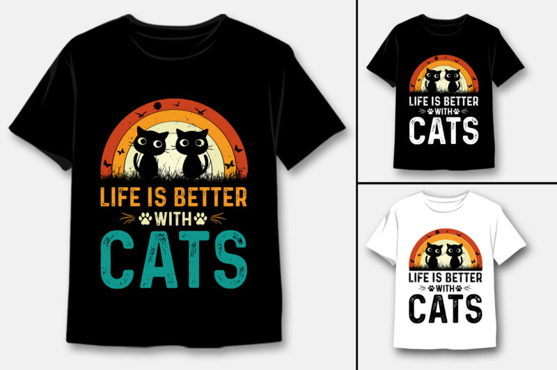 Cat T-Shirt Design Bundle,Cat Lover Trendy Pod Best T-Shirt Design Bundle