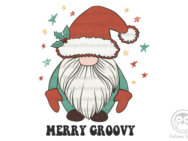Merry groovy christmas sublimation t shirt designs for sale