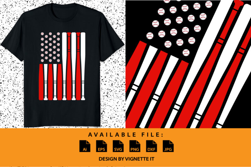 Vintage American Flag Baseball Dad Men Boy Kids 4th of July USA freedom day baseball mom shirt print template
