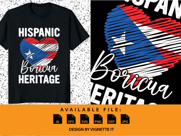 Puerto rican hispanic heritage boricua puerto rico heart shirt print template