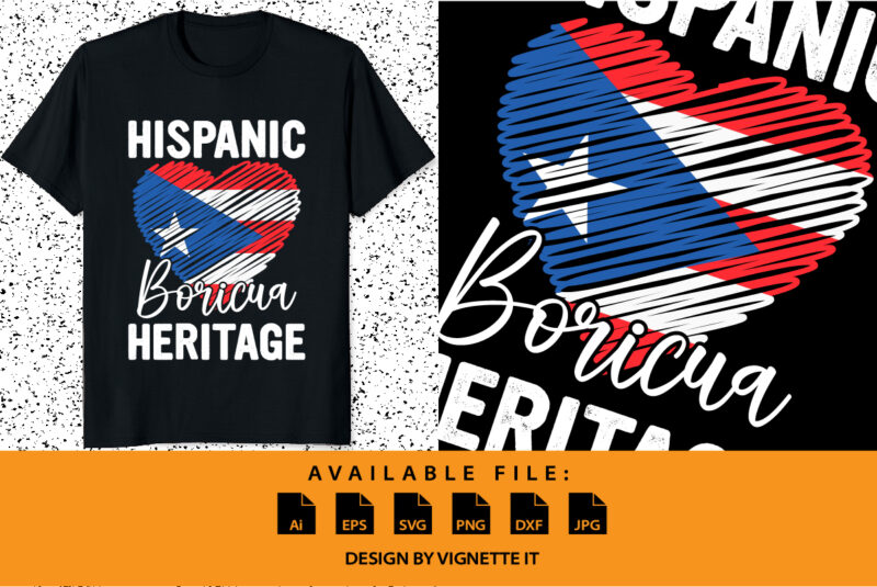 Puerto Rican Hispanic Heritage Boricua Puerto Rico Heart Shirt print template