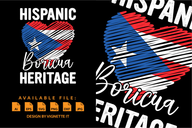 Puerto Rican Hispanic Heritage Boricua Puerto Rico Heart Shirt print template